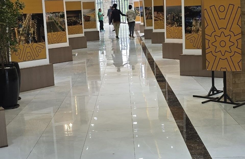 Hotel Conference Corridor — Exhibition display and signage run for a hotel conference